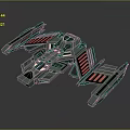 Futuristic Sci Fi Spaceship Model With Green Body And Red Accent Stripes