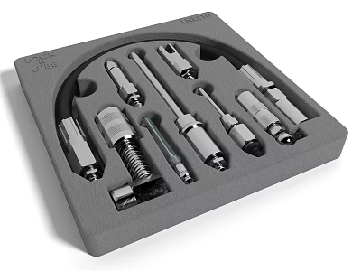 Professional Hardware Tool Set with Screwdrivers Drill Bits and Accessories in Organized Gray Storage Case 3d model