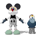Stuffed Play Dolls With Big Black Ears Red Nose Green Shoes And Small Bearded Doll