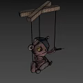 Game Movie Character Stitched Doll With Yellow Eyes Blue Half Face And Green Glowing Object