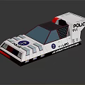 White Police Car Model With Black Details POLICE Text And 911 Logo