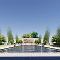 New Chinese style landscape pool 3d model