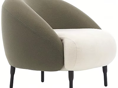 Modern Two Tone Accent Chair With Olive Green And Beige Upholstery And Black Legs 3d model
