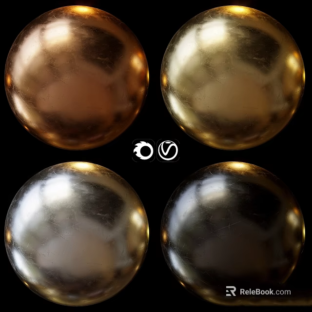 Decorative Metallic Sphere Components With Gold Bronze Silver And Chrome Finishes 3d model 