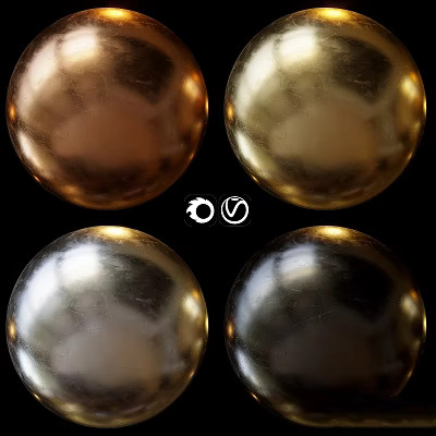 Decorative Metallic Sphere Components With Gold Bronze Silver And Chrome Finishes 3d model
