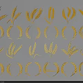 Golden Wheat Ears And Wreath Design Wall Decor For Home Decoration