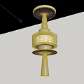 Modern Silver Ceiling Light with White Lampshade and Layered Metal Design