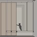 Modern Entryway Cabinet And Sideboard With Wooden Texture LED Lighting And Cat Decor
