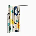 Modern Decorative Curtain With White Background And Colorful Plant Geometric Patterns