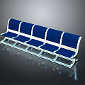 Blue Public Waiting Chair With Metal Frame And Multiple Seats In Public Areas