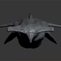 Detailed Prehistoric Marine Reptile Sculpture With Gray Textured Skin Long Tail And Broad Head