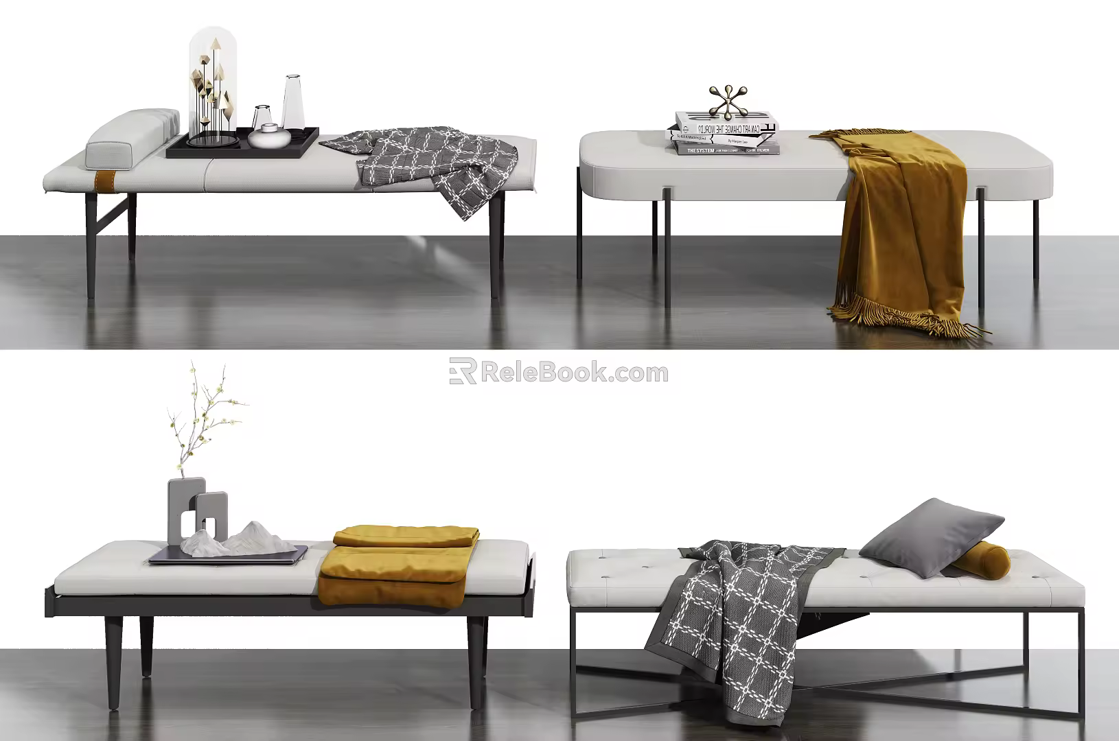 Modern sofa stool pedal low stool combination 3d model