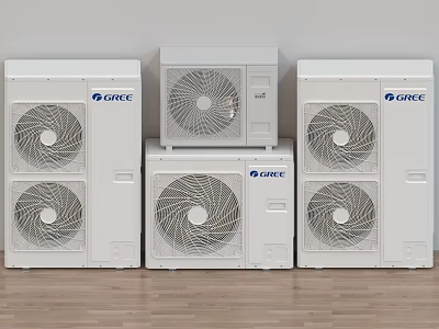 GREE Brand White Air Conditioner Outdoor Units Air Outlets Arrangement 3d model