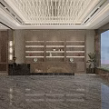 Elegant Luxury Hotel Banquet Hall With Polished Marble Floor LED Stage And Round Dining Tables