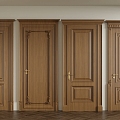 French swing door bedroom door room door solid wood door 3d model