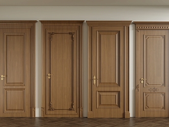 French swing door bedroom door room door solid wood door 3d model