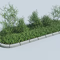 Lush Green Shrubs in Gray Bordered Landscape Bed with Natural Foliage 3d model