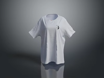 White Short Sleeve T Shirt With Small Logo For Casual Everyday Wear 3d model