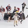Modern Multiplayer Character Combination Character Standing Character Sitting Experience Character 3d model