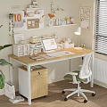Cozy Home Office With Wooden Desk Computer Lamp Pegboard And Organized Storage