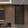 Modern Living Dining Room Interior Design With Wooden Cabinets Bookshelves And Sofa