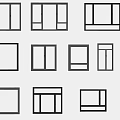 Assorted Window Designs With Black Frames And Different Structures 3d model