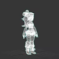 3D Game and Movie Character With Green Hair White Flower Decoration White Top Green Shorts and Green Leg Straps
