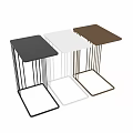 Modern Side Tables with Gold and Black Metal Frames and Sleek Tops