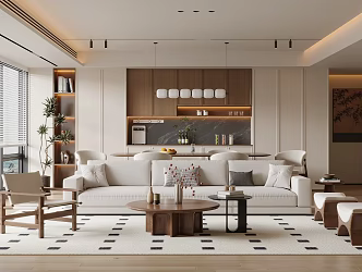 Modern Middle Ancient Style Restaurant Sofa Coffee Table Combination Dining Table and Chair Sideboard Chandelier 3d model