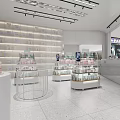 Modern Beauty Store Interior With White Display Counters And Moisturizing Products 3d model