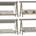Different Styles Outdoor Swing Chairs With Wooden Frame Canopy And Cushioned Seats