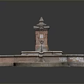 Traditional Architectural Structure With Red Square Platform And Circular Base Design