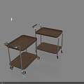 Rolling Side Tables Metal Frame Wooden Top Lower Shelf Handles and Wheels for Easy Mobility