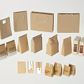 Various Brown Paper Bags Tote Bags And Packaging Boxes As Daily Life Supplies