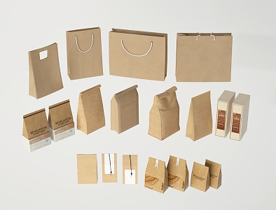 Modern Kraft Paper Bag Gift Bag Gift Bag Paper Box 3d model