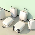 White Travel Suitcases With Multiple Sizes Retractable Handles And Rolling Wheels 3d model