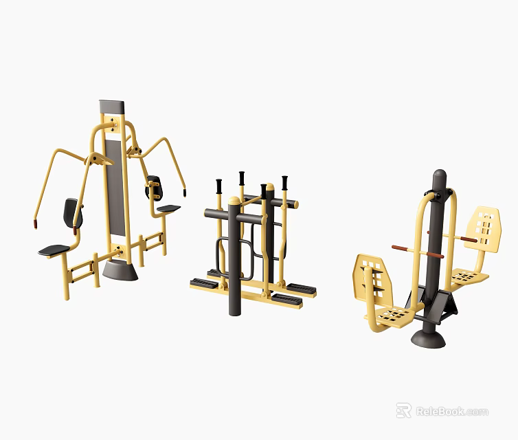 Outdoor Sports Equipment for Strength Training with Metal Frame and Seats 3d model 