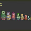 Colorful Matryoshka Dolls In Various Sizes With Traditional Patterns And Reflections On Dark Background