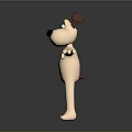 Cartoon Dog With Brown Ears Black Nose Beige Body Arms Outstretched On Dark Background