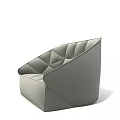 Modern Gray Upholstered Single Sofa With Geometric Tufted Design And Comfortable Seat 3d model