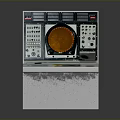 Vintage Control Console Featuring Circular Orange Display Buttons Knobs And Panel Surface