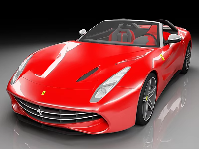 Red Ferrari Convertible Sports Car With Sleek Design Front Grille And Headlights 3d model