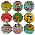 Creative Bottle Cap Decorative Ornament Set Featuring Cartoon Patterns And Funny Text 3d model