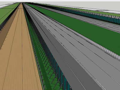 Modern Highway Road Infrastructure With Multiple Lanes Green Belts And Guardrails 3d model
