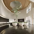 Bright Modern Luxury Sales Office Lobby With High Ceiling Art Glass Chandelier And Property