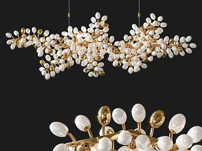 Modern Luxury Gold Branch Chandelier With White Pearl Clusters For Interior Decor 3d model
