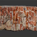 Natural Wood Stone Piece With Red Gray Black Rough Natural Texture On Reflective Surface
