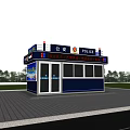 Blue Police Booth With POLICE Signs Lights Windows Doors And Slogans