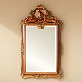 Ornate Golden Framed Bathroom Mirror With Intricate Carvings And Classical Design