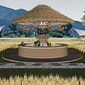 Camp Straw Preparation Bar Counter Rice Field Bar Counter Device Outdoor Round Bar Counter Coffee Round Operation Bar Counter Camping Wind Bar Counter 3d model